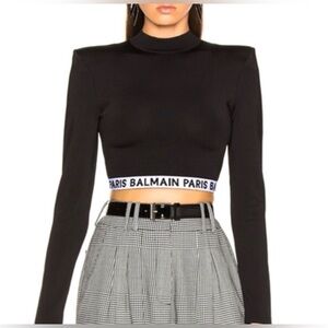 Balmain Logo Black Cropped Top XS/FR36